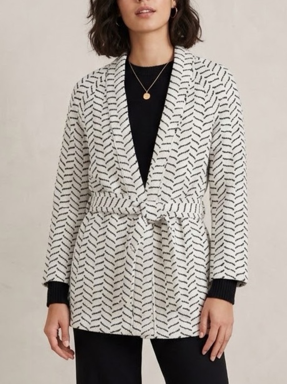 AYR The Seagull Belted Herringbone Jacquard Jacket Size XS